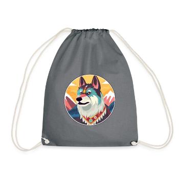 Chinesische kaiserliche Hunderasse Karikatur Kawaii Watercol - Turnbeutel - Grau - Vorne