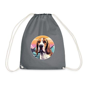 Poitevin Hund Rasse Cartoon Kawaii Aquarell - Turnbeutel - Grau - Vorne