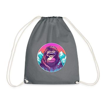 Affe Aquarell Karikatur Kawaii Haustier Tier Farbe - Turnbeutel - Grau - Vorne