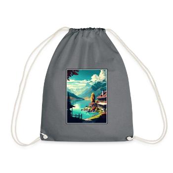 Brienz Schweiz Vintage Reiseposter Souvenir - Turnbeutel - Grau - Vorne
