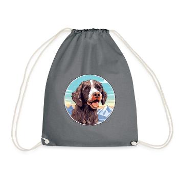 Pudelpointer Hunderasse Cartoon Kawaii Aquarell - Turnbeutel - Grau - Vorne