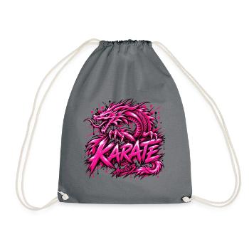 Karate Dragon – Pink Martial Arts Streetwear - Turnbeutel - Grau - Vorne