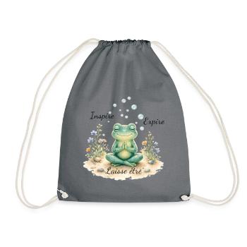 Meditativer Zen-Frosch - Turnbeutel - Grau - Vorne