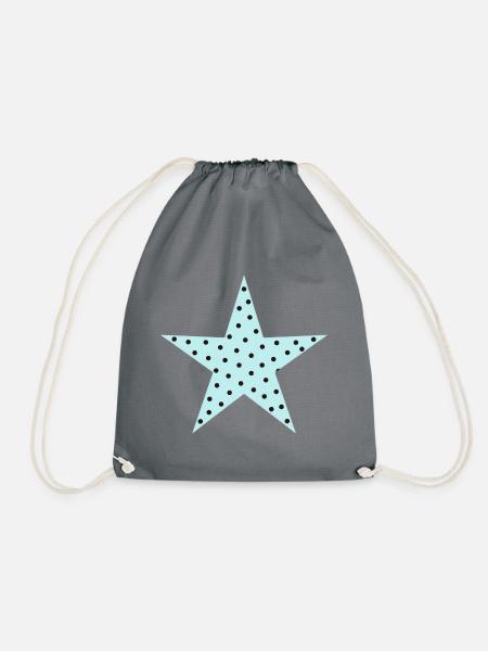 Pastellblauer Polka-Punkt-Stern - Turnbeutel - Grau