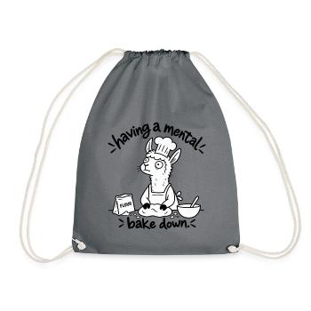 Mental Bake Down – Lama beim Backen - Turnbeutel - Grau - Vorne