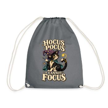 ADHS Zauberkatze Hocus Pocus I Cannot Focus Humor - Turnbeutel - Grau - Vorne