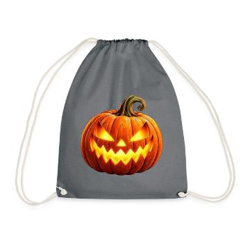 Wenuma Leuchtender Halloween Kürbis - Turnbeutel - Grau - Vorne