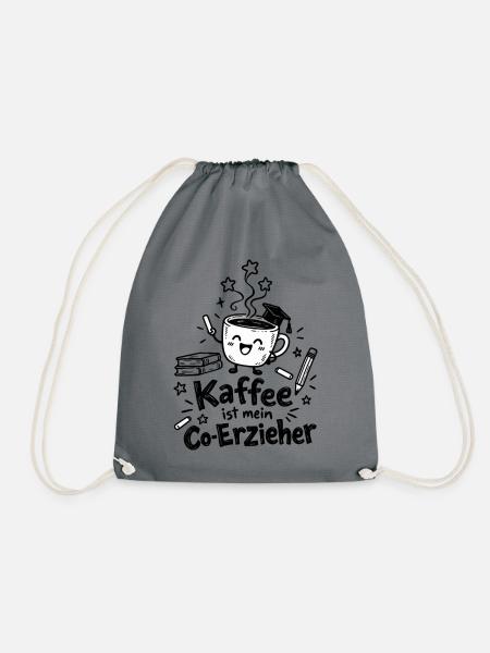 Lustiger Kaffeebecher Cartoon - Turnbeutel - Grau