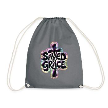 Saved by Grace – Christlicher Glaube Kreuz - Turnbeutel - Grau - Vorne