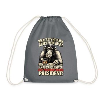 Affe gegen Präsident Satire Tee - Turnbeutel - Grau - Vorne