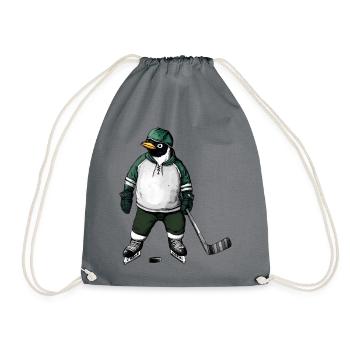 Hockey Pinguin - Turnbeutel - Grau - Vorne