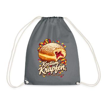 Kostüm Krapfen Fasching - Turnbeutel - Grau - Vorne