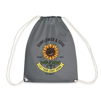 Sonnenblume Sunflower LET YOR LIGHT SHINE - Turnbeutel - Grau - Vorne