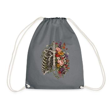 Blumenherz im Skelettlook - Turnbeutel - Grau - Vorne