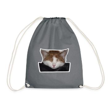 Schlafende rot-weiße Katze - Turnbeutel - Grau - Vorne