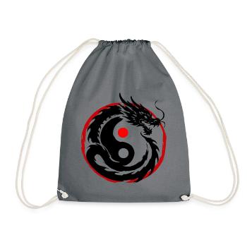 Tintenpinsel Chinesischer Drache Yin Yang - Turnbeutel - Grau - Vorne