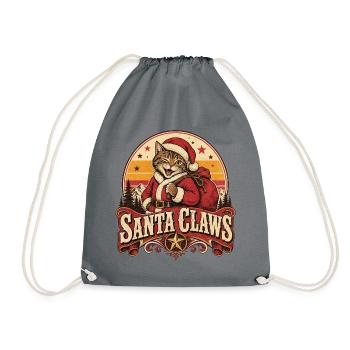 Katze Santa Claws Vintage Weihnachten - Turnbeutel - Grau - Vorne