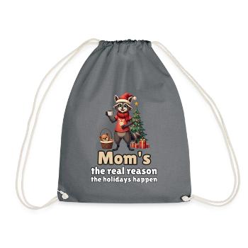 Mom's the real reason – Waschbär-Mama Weihnachten - Turnbeutel - Grau - Vorne