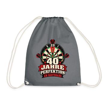 40 JAHRE PERFEKTION AM DARTBOARD Darts Geburtstag - Turnbeutel - Grau - Vorne