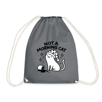 Not a Morning Cat – Lustige Morgenmuffel Katze - Turnbeutel - Grau - Vorne
