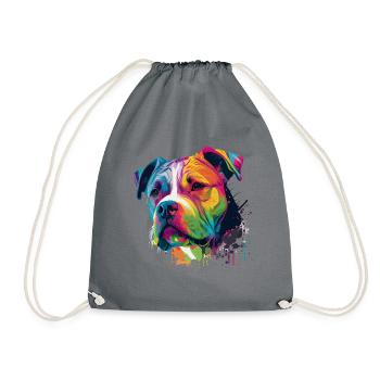 Bunte Amerikanische Bulldogge American Bully - Turnbeutel - Grau - Vorne