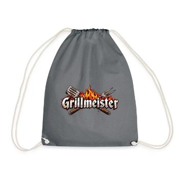 Grillmeister Flammen-Emblem - Turnbeutel - Grau - Vorne