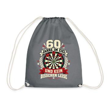 60. Geburtstag Darts Weltmeisterschaft Bulls Eye - Turnbeutel - Grau - Vorne