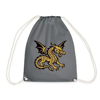 Goldener Drache mit ausgebreiteten Flügeln - Turnbeutel - Grau - Vorne