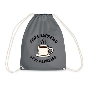 Mehr Espresso weniger Depresso – Kaffee Humor - Turnbeutel - Grau - Vorne
