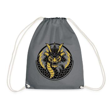Goldenes Samurai-Drachenemblem - Turnbeutel - Grau - Vorne