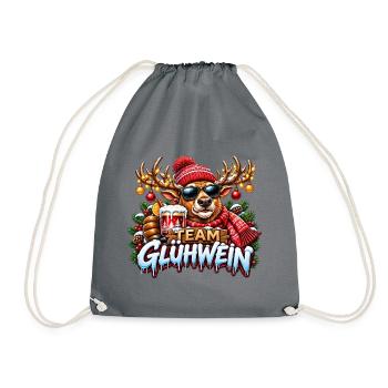Team Glühwein Rentier mit Becher - Turnbeutel - Grau - Vorne