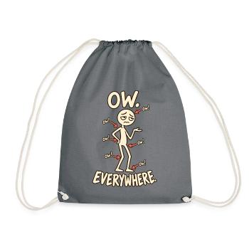 Ow Everywhere Chronische Schmerzen Spoonie Humor - Turnbeutel - Grau - Vorne