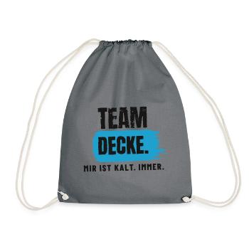 Team Decke – mir ist kalt - Turnbeutel - Grau - Vorne