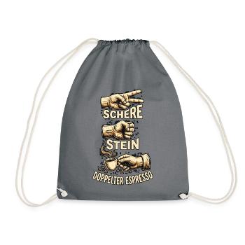 Schere Stein Doppelter Espresso - Turnbeutel - Grau - Vorne