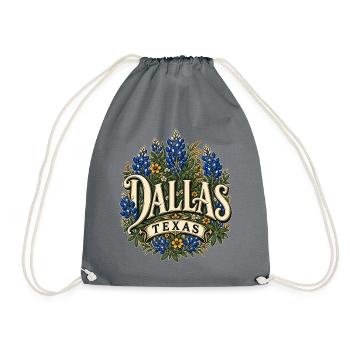 Dallas Texas Blumenbouquet Design - Turnbeutel - Grau - Vorne