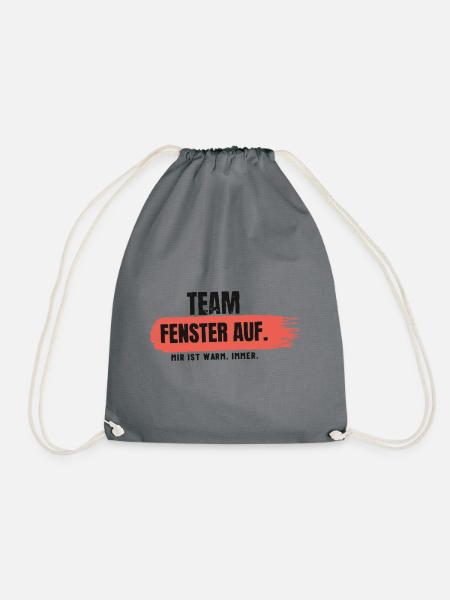 Team Fenster auf – mir ist warm - Turnbeutel - Grau