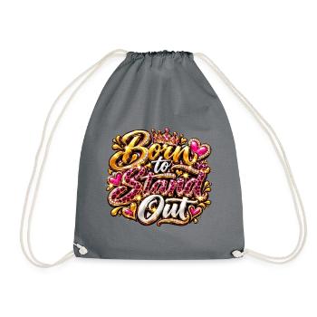 Born to Stand Out Glitzer-Statement - Turnbeutel - Grau - Vorne