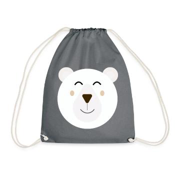 Süßer glücklicher Eisbär - Turnbeutel - Grau - Vorne