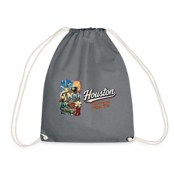 Houston Retro Vintage Space City Skyline Design - Turnbeutel - Grau - Vorne