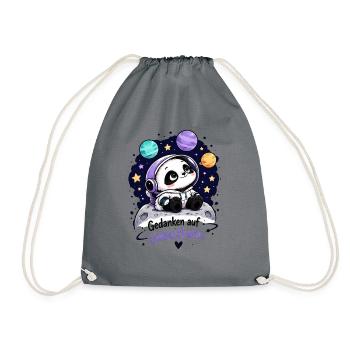 Panda Astronaut auf Umlaufbahn - Turnbeutel - Grau - Vorne