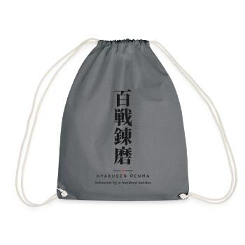 Hyakusen Renma 百戦錬磨 — Kampferprobt durch hundert Kämpfe - Turnbeutel - Grau - Vorne