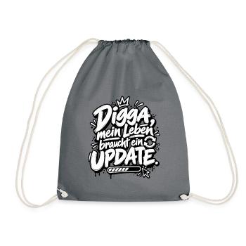 Digga Update Lebensstil Spruch - Turnbeutel - Grau - Vorne