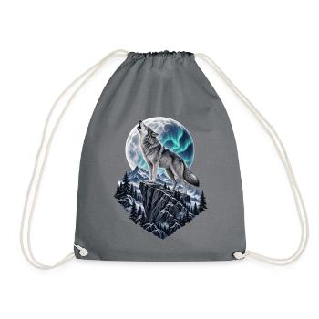 Wolf heult vor dem Mond Mondlicht Wolf wilde Tiere - Turnbeutel - Grau - Vorne