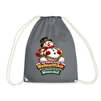 Schneemann mit Weihnachtsspruch - Turnbeutel - Grau - Vorne