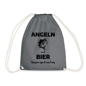 Angeln und Bier - Turnbeutel - Grau - Vorne