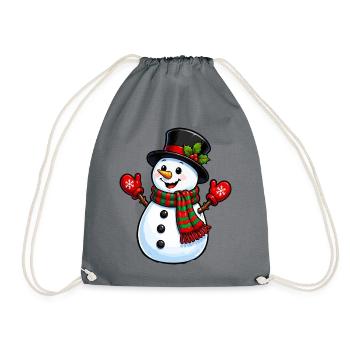 Winterlicher Schneemann mit Schal und Hut - Turnbeutel - Grau - Vorne