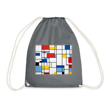 Mondrian Lines Primärfarbenspiel - Turnbeutel - Grau - Vorne