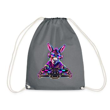 Neon DJ Donkey - Turnbeutel - Grau - Vorne