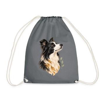 Border Collie - Turnbeutel - Grau - Vorne