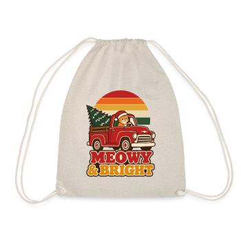 Meowy & Bright Retro Weihnachts Katze - Turnbeutel - Natur - Vorne
